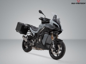 Set valigie laterali (sidecase) TRAX ADV M alluminio nero e supporti PRO - 74,0L - BMW S 1000 XR ('19-) - SW-Motech