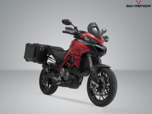 Set valigie laterali (sidecase) TRAX ADV M alluminio nero e supporti PRO - 74,0L - Ducati Multistrada 1200/1260/950/V2 - SW-Mote