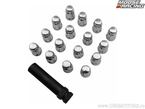 Set von 16 M12 x 1,25 verchromten Rändelmuttern - Moose