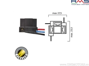 Soquete (base) compatível com lâmpadas halógenas tipo HS1 (35/35W) - tipo H4 (65/65W) - RMS