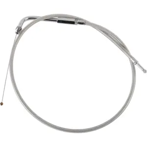 Stainless Braided Throttle Cable - Silver, Unfinished - 06500308