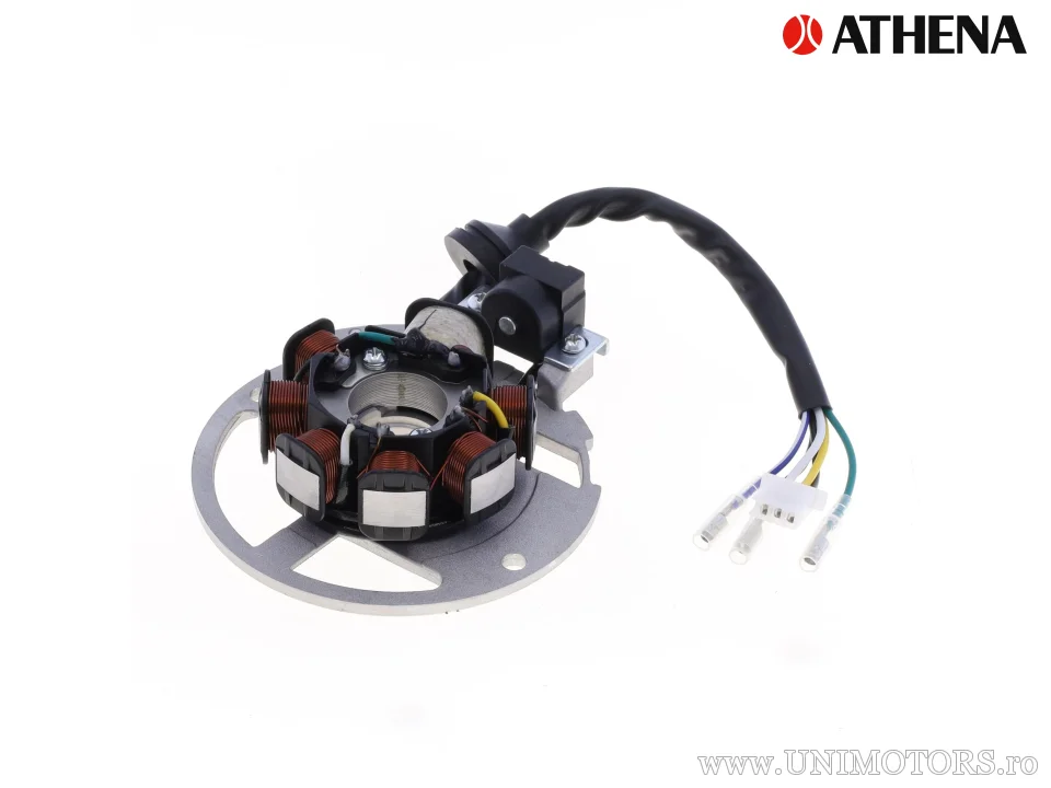 Stator / bobină de inducție / aprindere, 1 conector cu trei pini + 3 fire - Athena