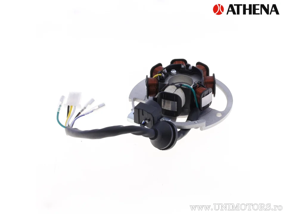 Stator / bobină de inducție / aprindere, 1 conector cu trei pini + 3 fire - Athena