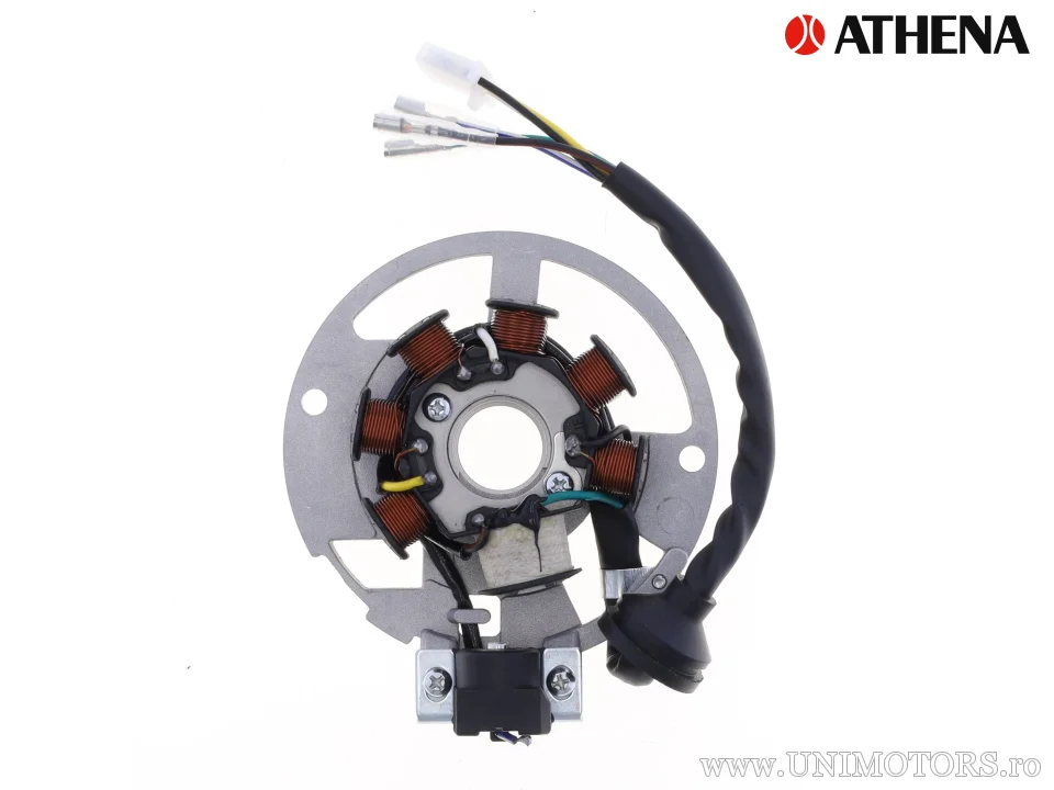 Stator / bobină de inducție / aprindere, 1 conector cu trei pini + 3 fire - Athena