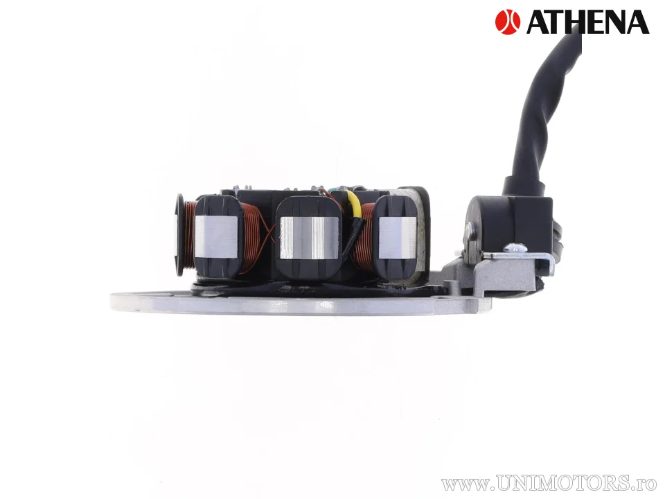 Stator / bobină de inducție / aprindere, 1 conector cu trei pini + 3 fire - Athena