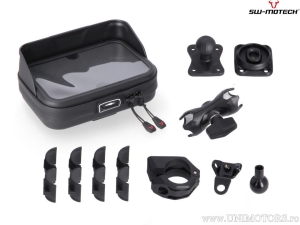 Supporto universale GPS con supporto telefono grande - sfera nera 1" supporto con T-Lock e morsetto per manubrio / specchietto -