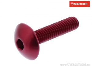 Surub cap bombat Pro Bolt M6 x 1.00 x 25 mm aluminiu rosu - JM