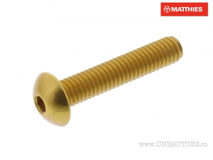 Surub cap bombat Pro Bolt M6 x 1.00 x 30 mm aluminiu auriu - JM