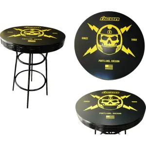 Table de pub ronde - Noire, Jaune, Chrome - 99050184