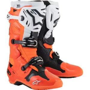 Tech 10 Enduro Boots - Black, White, Fluorescent Orange - Adult - 34103242