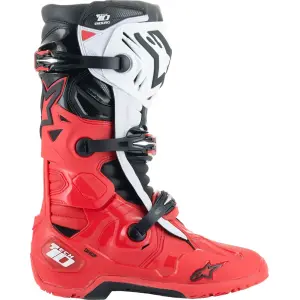 Tech 10 Enduro Stiefel - Schwarz, Weiß, Hellrot - Erwachsene - 34103231