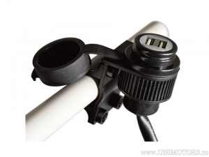 Tomada dupla USB (A) máx 2A com caixa impermeável IPX6 para montagem no guidão 21-25mm ou no veículo - Albrecht