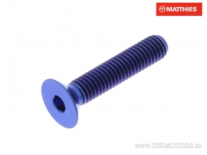 Tornillo, avellanado, cabeza hexagonal, Pro Bolt M5 x 0.80 x 25 mm, titanio azul - JM