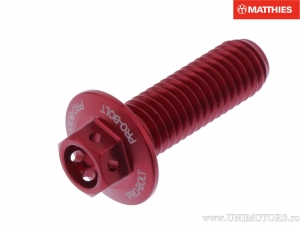 Tornillo de cabeza hexagonal Pro Bolt M8 x 1.25 x 25 mm de aluminio Racing rojo - JM