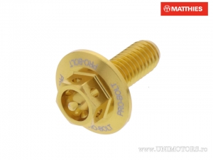 Tornillo de tapa hexagonal Pro Bolt M6 x 1.00 x 16 mm de aluminio Racing dorado - JM