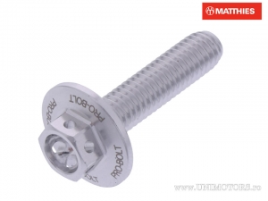 Tornillo de tapa hexagonal Pro Bolt M6 x 1.00 x 25 mm de aluminio Carreras plateado - JM