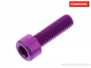 Tornillo de tapa redonda Pro Bolt M6 x 1.00 x 20 mm aluminio violeta - JM