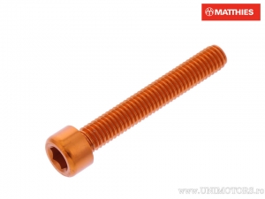 Tornillo de tapa redonda Pro Bolt M6 x 1.00 x 40 mm aluminio naranja - JM
