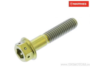 Tornillo hexagonal doble Pro Bolt M6 x 1.00 x 25 mm titan Racing dorado - JM
