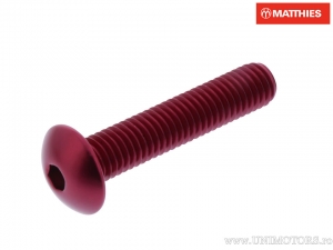 Tornillo tapa con cabeza abombada Pro Bolt M8 x 1.25 x 40 mm aluminio rojo - JM