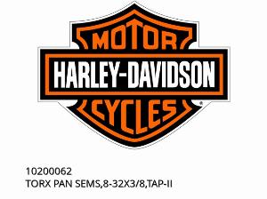 TORX PAN SEMS,8-32X3/8,TAP-II - 10200062 - Harley-Davidson