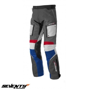Touring Motorcycle Pants Unisex Seventy Spring/Winter Model SD-PT3 Color: Grey/Red/Blue - Grey/Red/Blue, Size S