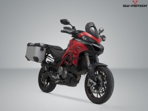 TRAX ADV L Aluminum Side Case Set, Silver, with PRO Racks - 90.0L - Ducati Multistrada 1200/1260/950/V2 - SW-Motech