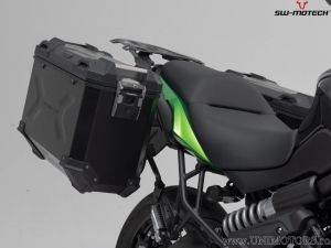 TRAX ADV M Black Aluminum Side Case Set (sidecase) and EVO Racks - 74.0L - Kawasaki Versys 650 ('14-) - SW-Motech