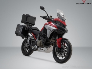 TRAX ADV Set Black US Model (topcase + 2x sidecase + PRO mounts + ADV-RACK) - 158.0L - Ducati Multistrada V 4 ('20-) - SW-Motech
