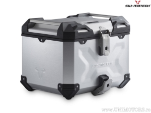 TRAX ADV Set silver (topcase + ADVENTURE-RACK + adapter + lock set) - 38.0L - Triumph Tiger 800 models ('10-) - SW-Motech