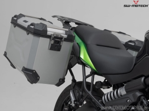 TRAX ADV Silver Set (topcase + 2x sidecase + EVO mounts + ADVENTURE-RACK) - 158.0L - Kawasaki Versys 650 (14-) - SW-Motech