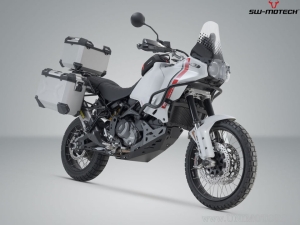 TRAX ADV Silver Set (topcase + 2x sidecase + PRO mounts + ADV-RACK) - 150.0L - Ducati DesertX ('22-) / Rally ('23-) - SW-Motech