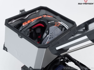 TRAX ADV silver set (TRAX topcase + rack + adapter + lock set) - Yamaha MT-07 Tracer ('16-) - SW-Motech