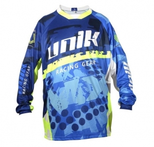 Tricou (bluza) cross-enduro Unik Racing model MX01 culoare: albastru/verde fluor â marime XS