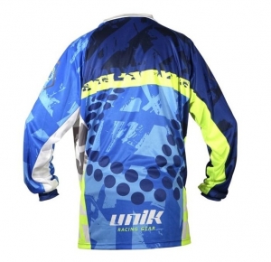 Tricou (bluza) cross-enduro Unik Racing model MX01 culoare: albastru/verde fluor â marime XS