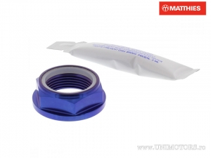 Tuerca de Eje con Bloqueo M25 x 1.50 mm x 32 mm Titanio Azul - JM