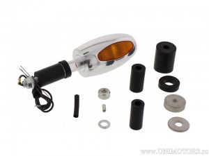 Turn signal BL 1000 POLISHED ALUMINUM with orange glass for mounting on handlebar end - Kellermann