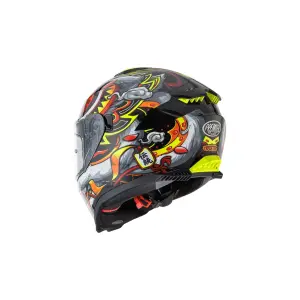 Typhoon LY Grafikhelm - Rot, Gelb, Grau - Erwachsene - S - 010118290