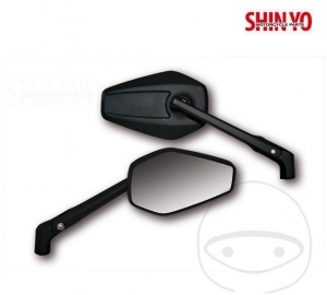 Universal diamond-shaped mirror set M10 mm Shin Yo black color handlebar mount - JM