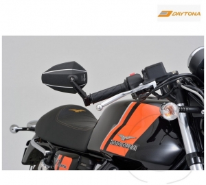 Universal diamond-shaped mirror with short arm, black color, mounted on the end of the handlebar - JM