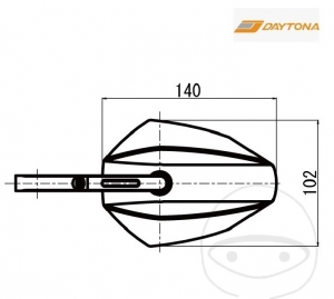 Universal diamond-shaped mirror with short arm, black color, mounted on the end of the handlebar - JM