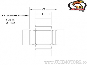 Universal Joint - Front Driveshaft - to Differential - 19-1002 - All Balls