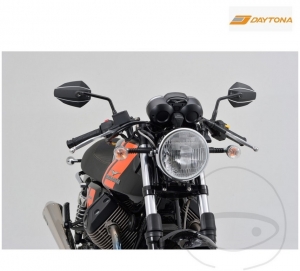 Universal Left Black Diamond Shaped Mirror Daytona Handlebar Mount - JM