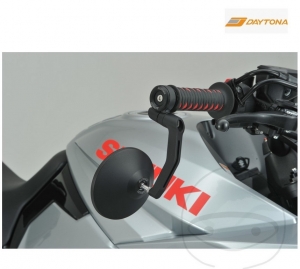 Universal round mirror Daytona black color mounted on handlebar end - JM