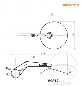 Universal Round Mirror Long Arm Set Daytona Black Color Mounting on Handlebar End - JM