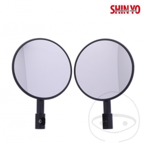 Universal round mirror set Shin Yo black color mounted on handlebar end - JM