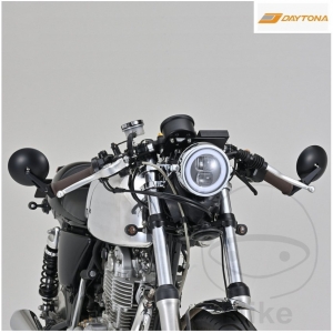Universal round mirror short arm set Daytona black color mounted on handlebar end - JM