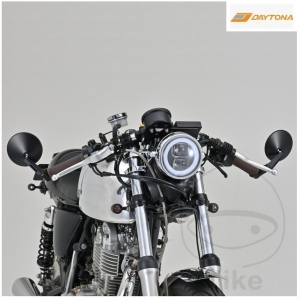 Universal round mirror short arm set Daytona black color mounted on handlebar end - JM