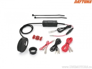 USB (C) Slim 3A 12mm Aluminum Socket for 7/8" (22.2mm) and 1" (25.4mm) Handlebars - Daytona