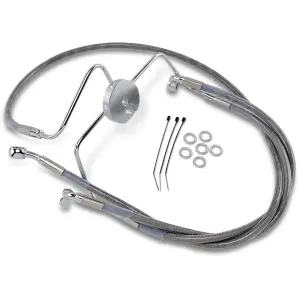 Verlängertes Edelstahl-Bremsleitungs-Kit – Silber, transparent beschichtet – Übergröße [+25,4 cm (10